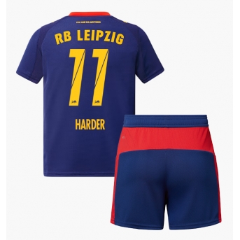 Billige Fotballdrakt RB Leipzig Conrad Harder #11 Replika Bortedraktsett Barn 2025-26 Kortermet (med bukser)